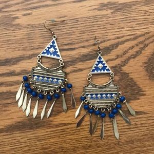 Royal Blue and Gold Statement earrings